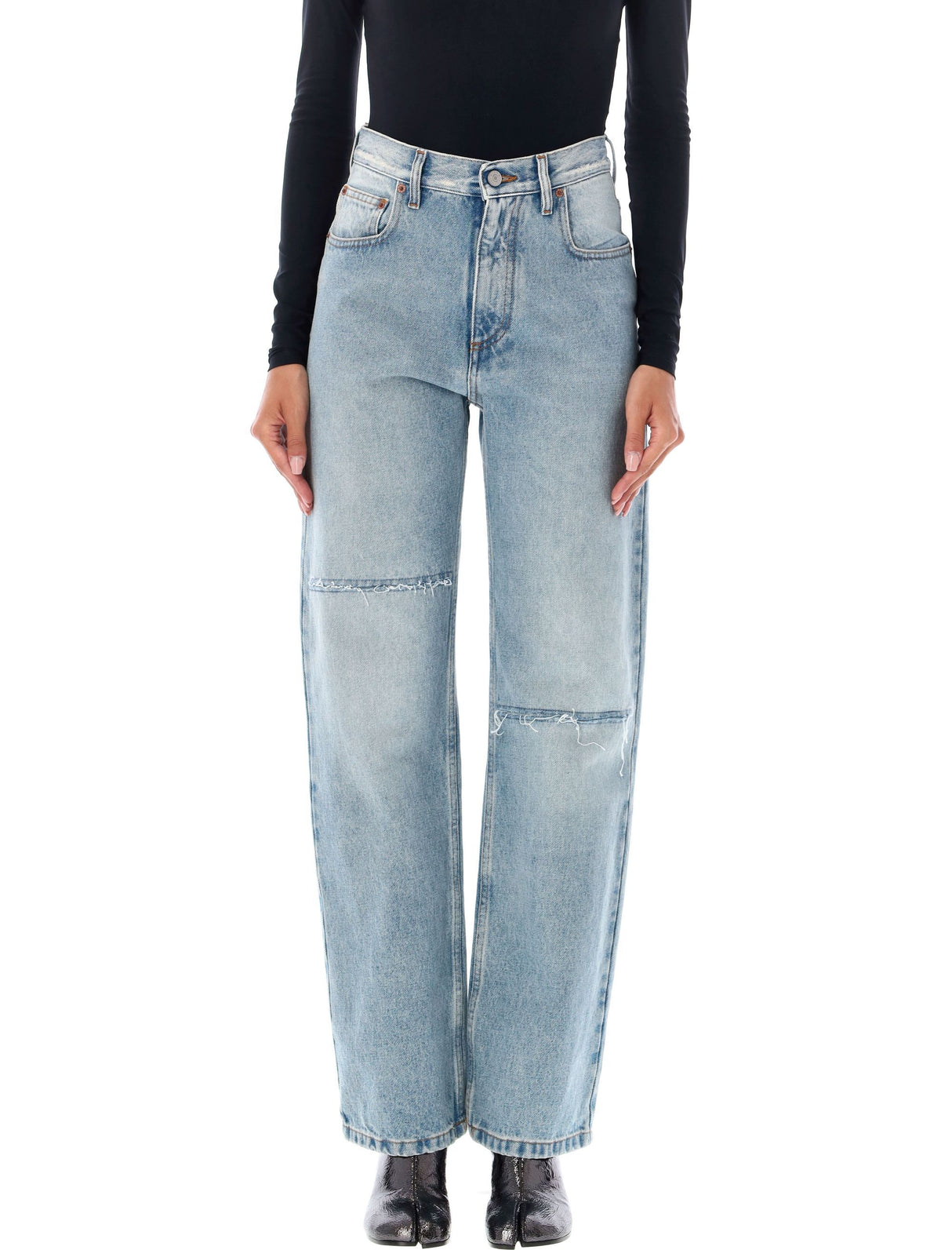 MM6 MAISON MARGIELA Slim Denim Pants for Women - Relaxed Fit, Size 26