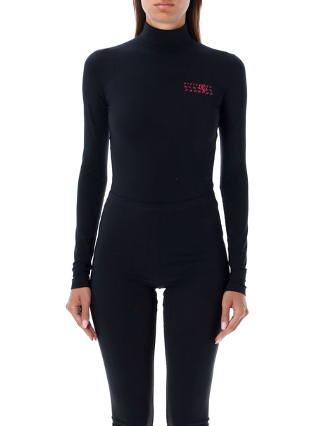 MM6 MAISON MARGIELA Sleek Long Sleeve Bodysuit with Graphic Back