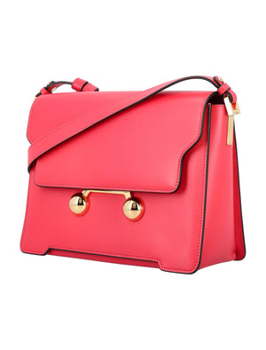 MARNI Elegant Red Leather Mini Shoulder Bag 18x23x8cm