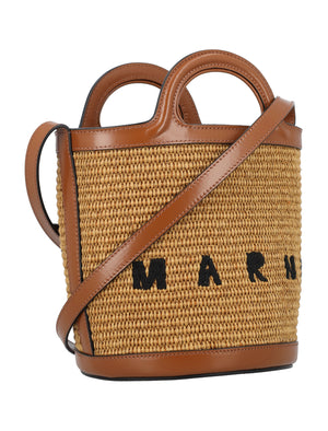 MARNI Tropical Mini Bucket Bag with Leather Accents