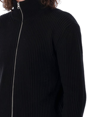 MM6 MAISON MARGIELA Sleek Zip-Up Wool Cardigan - Long Sleeve, High Neck