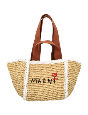 MARNI Chic Mini Shopper in Raffia-Style Weave - 22x22x13cm