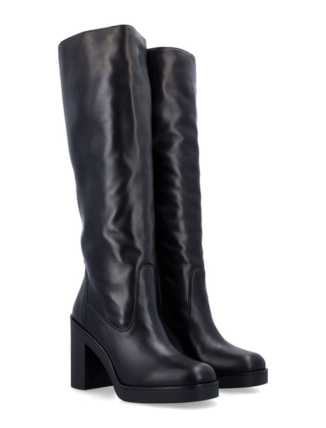 STUART WEITZMAN Knee-High Block Heel Boots with Platform - 8 cm