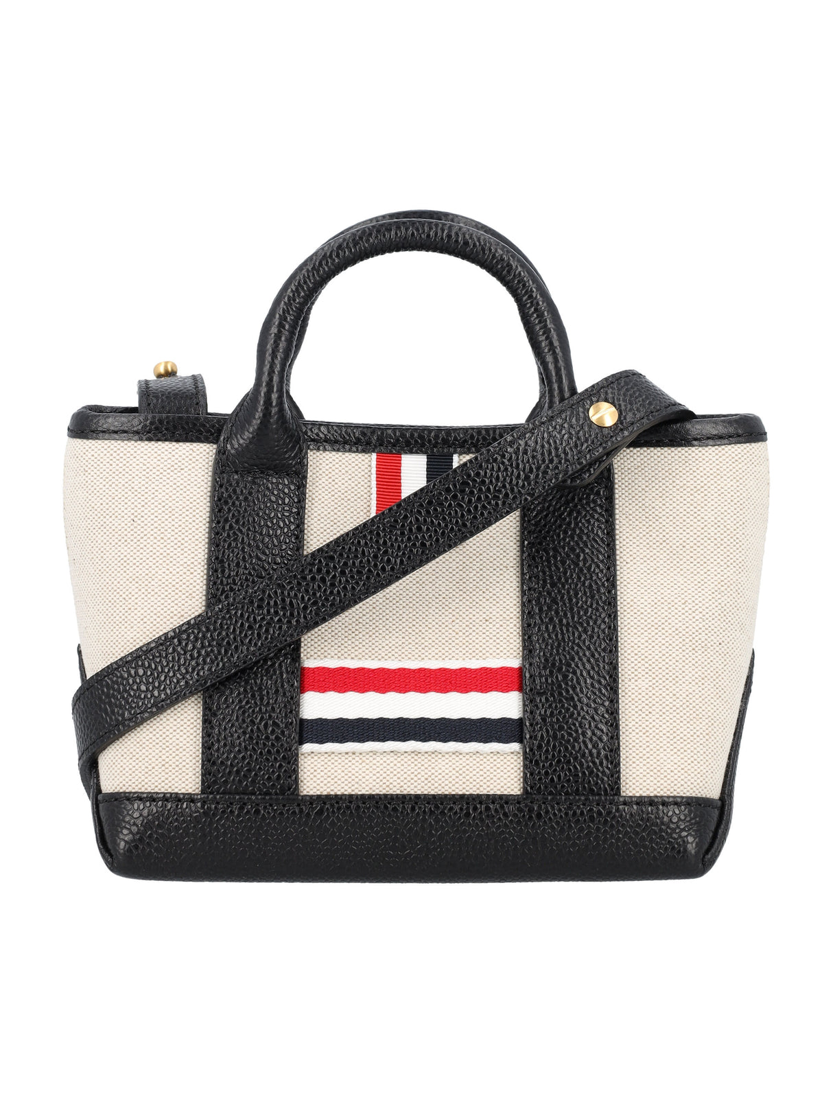 THOM BROWNE Elegant Mini Tote Handbag with Tricolor Lining - 13.5cm x 18cm x 8cm