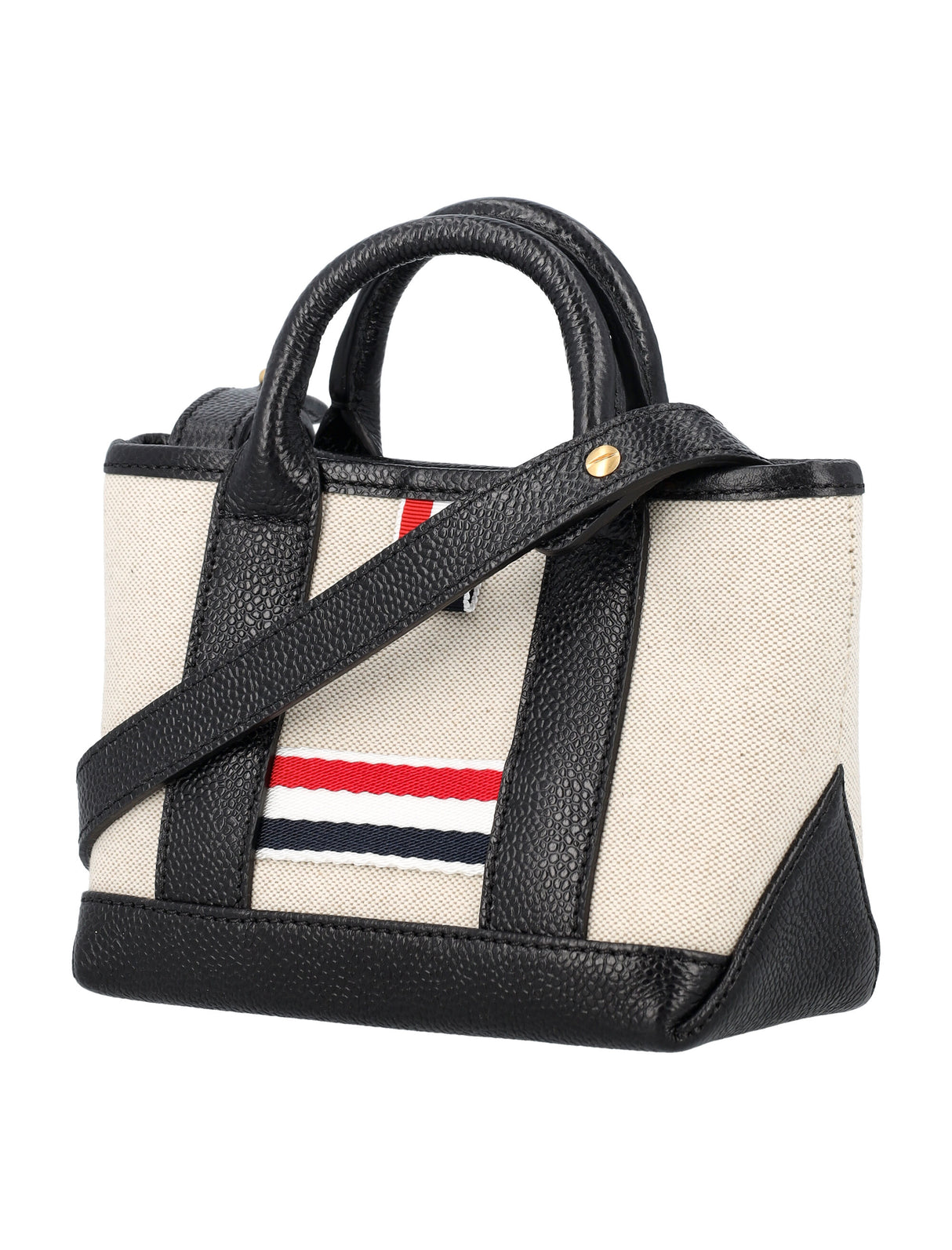 THOM BROWNE Elegant Mini Tote Handbag with Tricolor Lining - 13.5cm x 18cm x 8cm