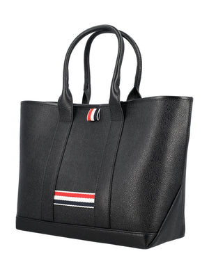 THOM BROWNE Elegant Tricolor Mini Tote Handbag - 25.5cm x 31cm x 12cm