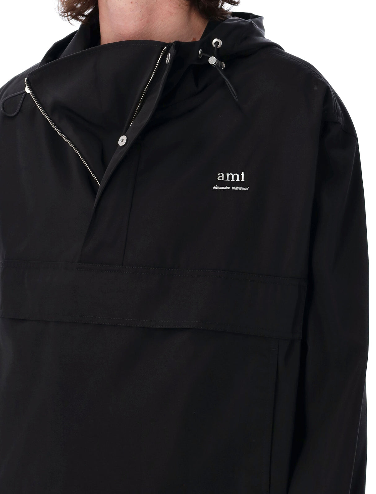 AMI PARIS Men's Hooded Windbreaker Jacket - Size XL