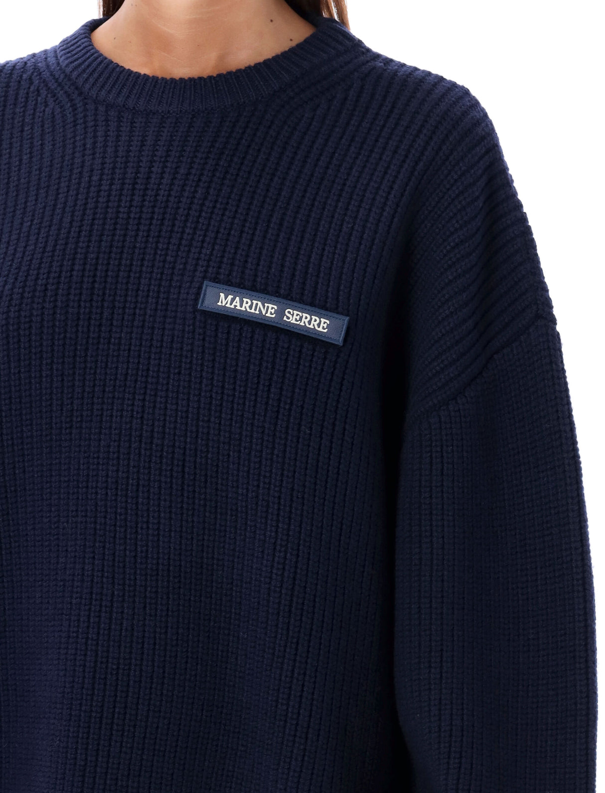 MARINE SERRE Oversized Fisherman Crew Neck Sweater