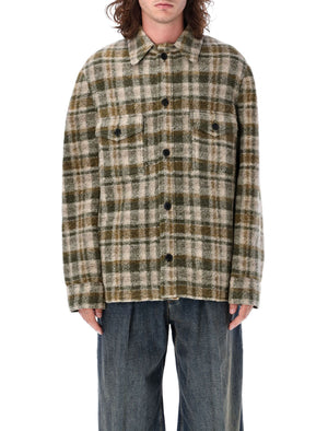 ISABEL MARANT Earth-Tone Checkered Wool-Blend Shirt