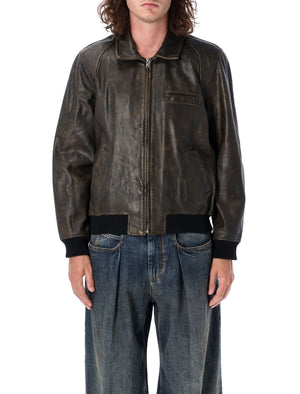 ISABEL MARANT Elegant Dark Brown Leather Jacket for Men