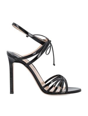 TOM FORD Strappy Patent Leather Stiletto Sandals with Lace-Up Closure