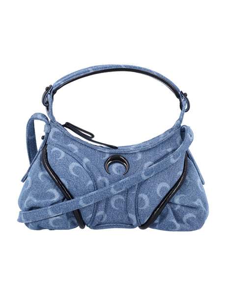 MARINE SERRE Futura Moon Laser Denim Mini Handbag