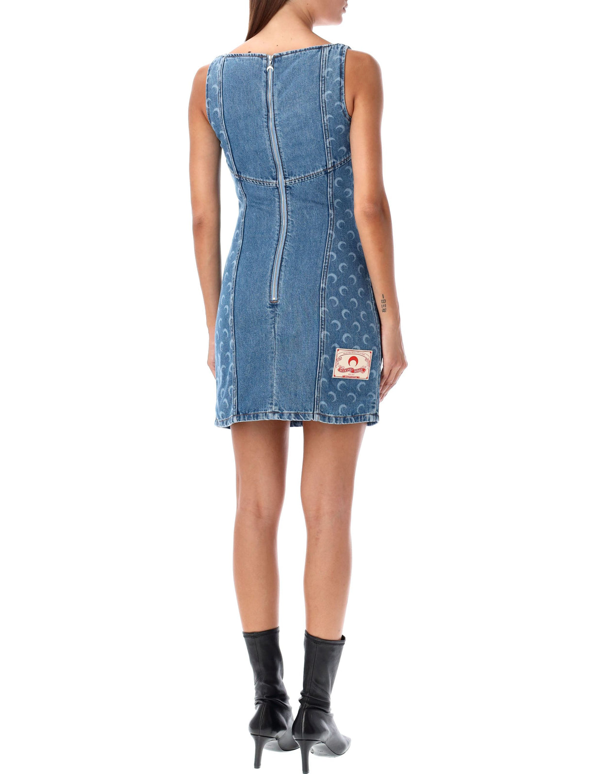 MARINE SERRE Lunar Print Denim Mini Dress