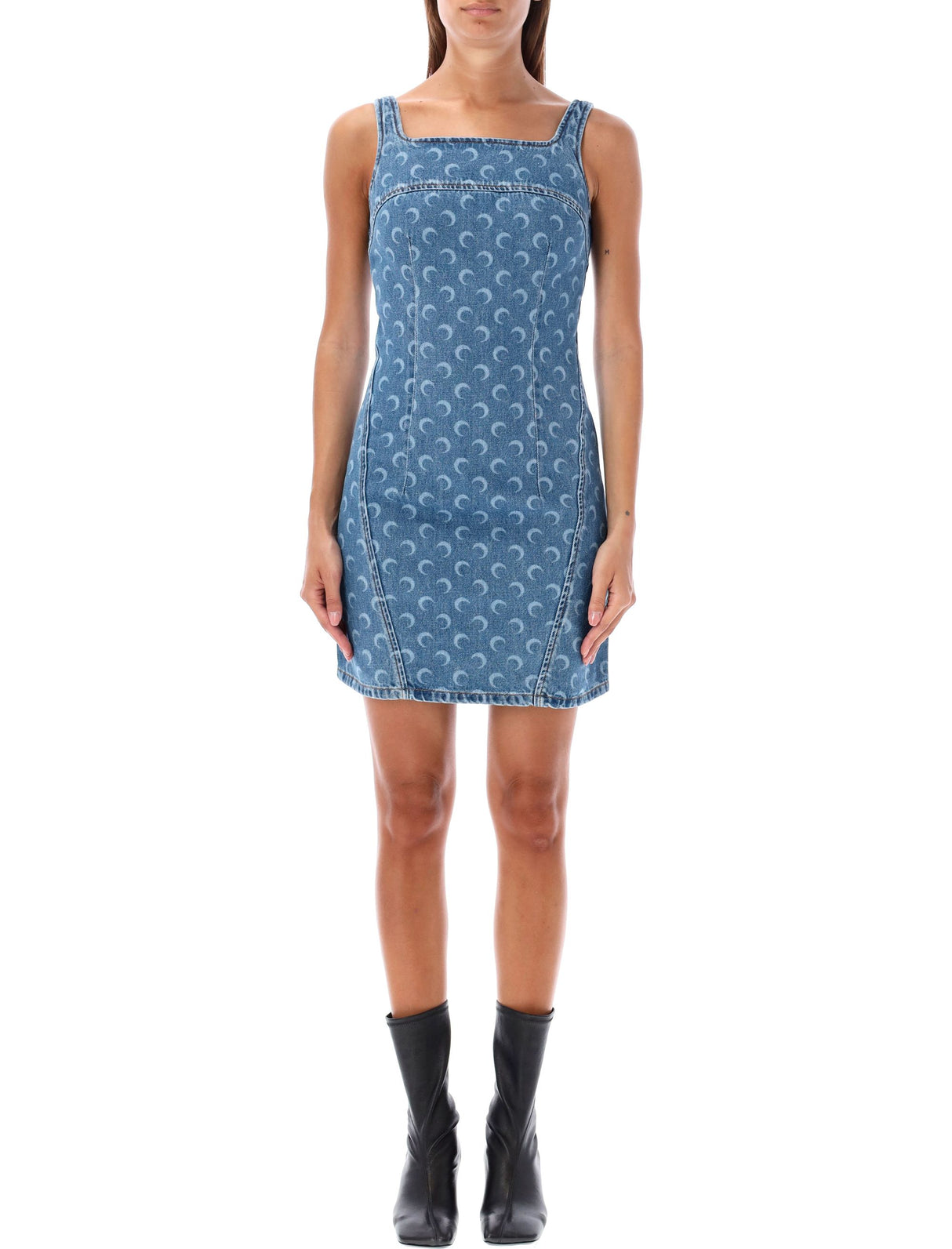 MARINE SERRE Lunar Print Denim Mini Dress