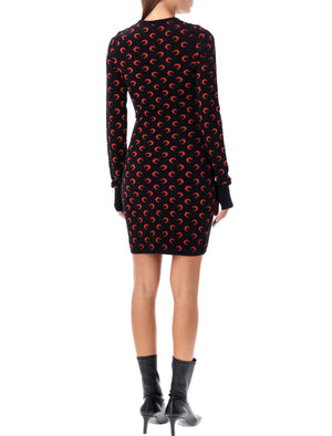 MARINE SERRE Slim Fit Moon Jacquard Knit Mini Dress (Size S)