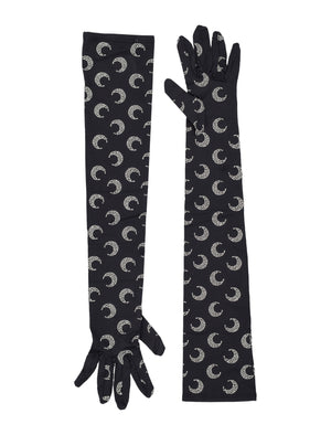 MARINE SERRE Allover Moon Strass Long Gloves