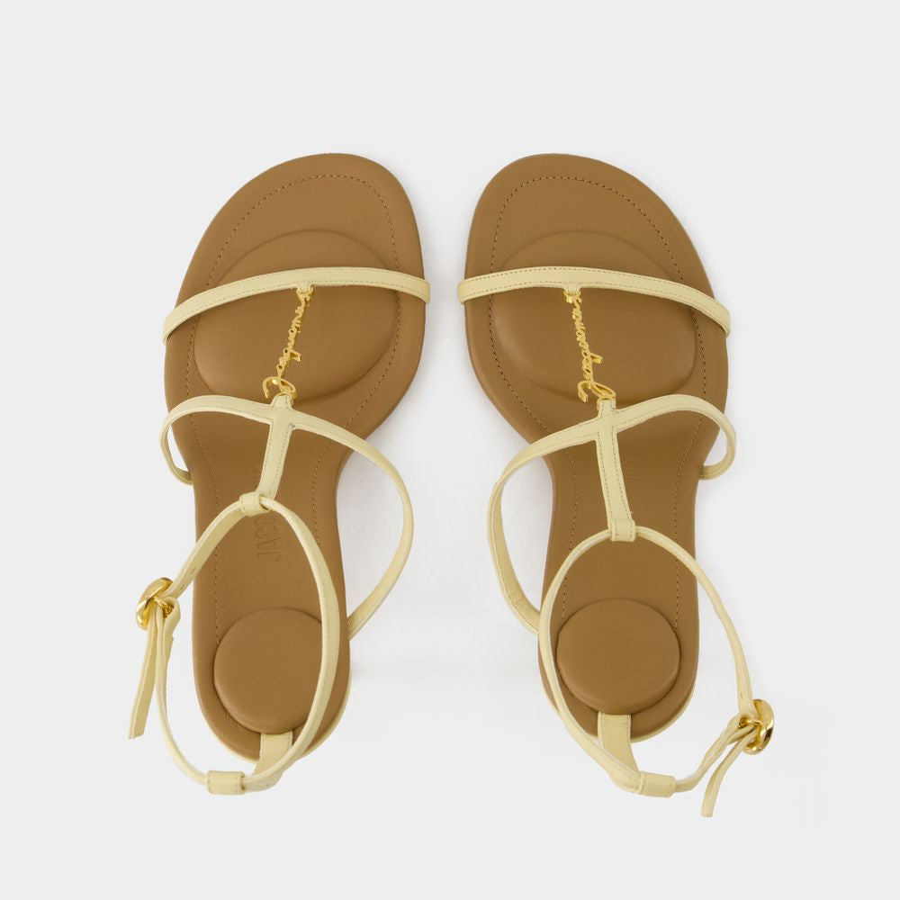 JACQUEMUS Pralu Sandals - Women's Tan Sheepskin & Calfskin SS24 Shoes