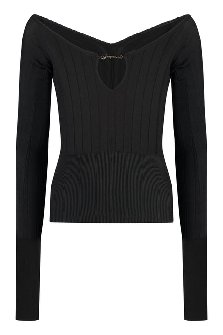 JACQUEMUS Ribbed Knit Black Top for Women - SS24 Collection