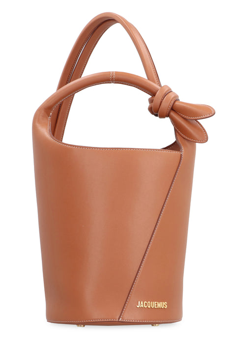 JACQUEMUS Chic Mini Bucket Bag in Saddle Brown - 22x39x22 cm
