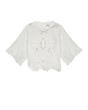 ISABEL MARANT Embroidered Linen Top for Women in White - SS24 Collection