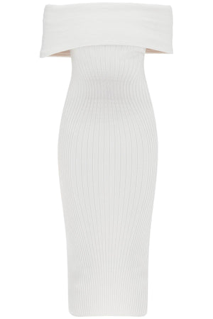 MUGLER Off-Shoulder Fitted Midi Dress - Size S