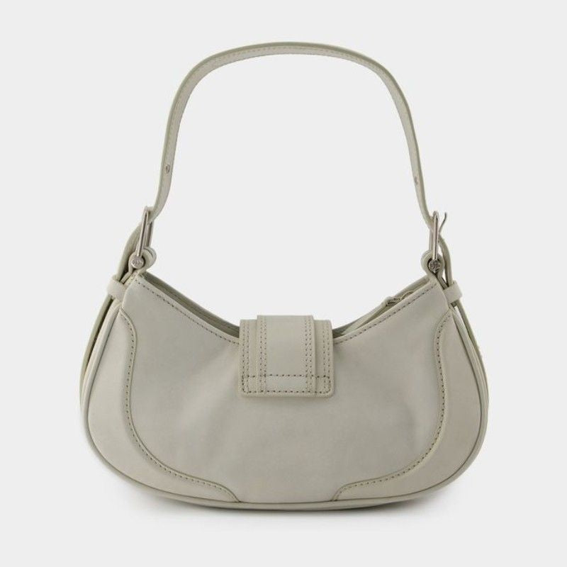 OSOI Elegant White Leather Hobo Shoulder Bag