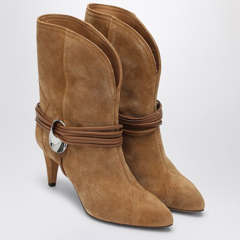 ISABEL MARANT  LOW COGNAC-COLOURED SUEDE BOOT