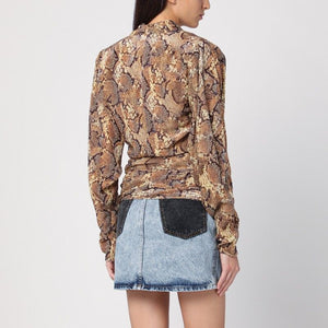 ISABEL MARANT Snake Print Deep V-Neck Blouse