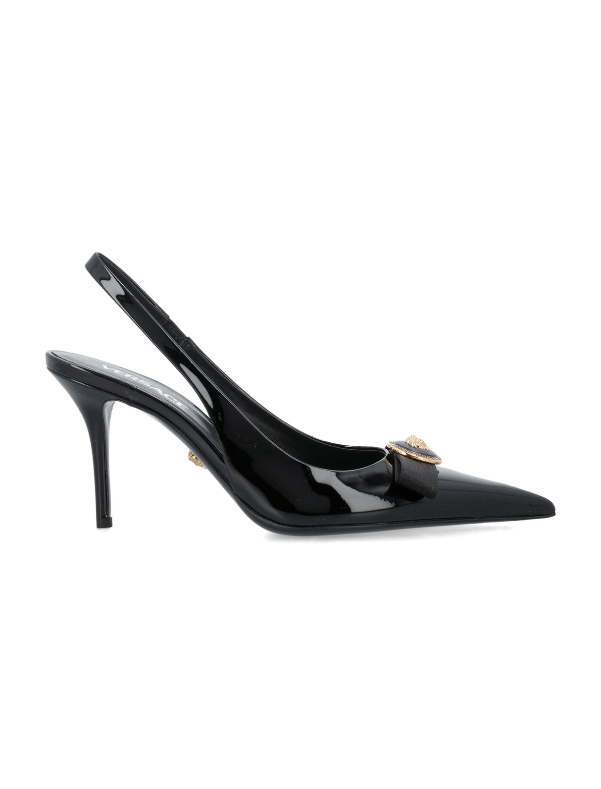224-Versace折帶中踝泵鞋 - 黑色