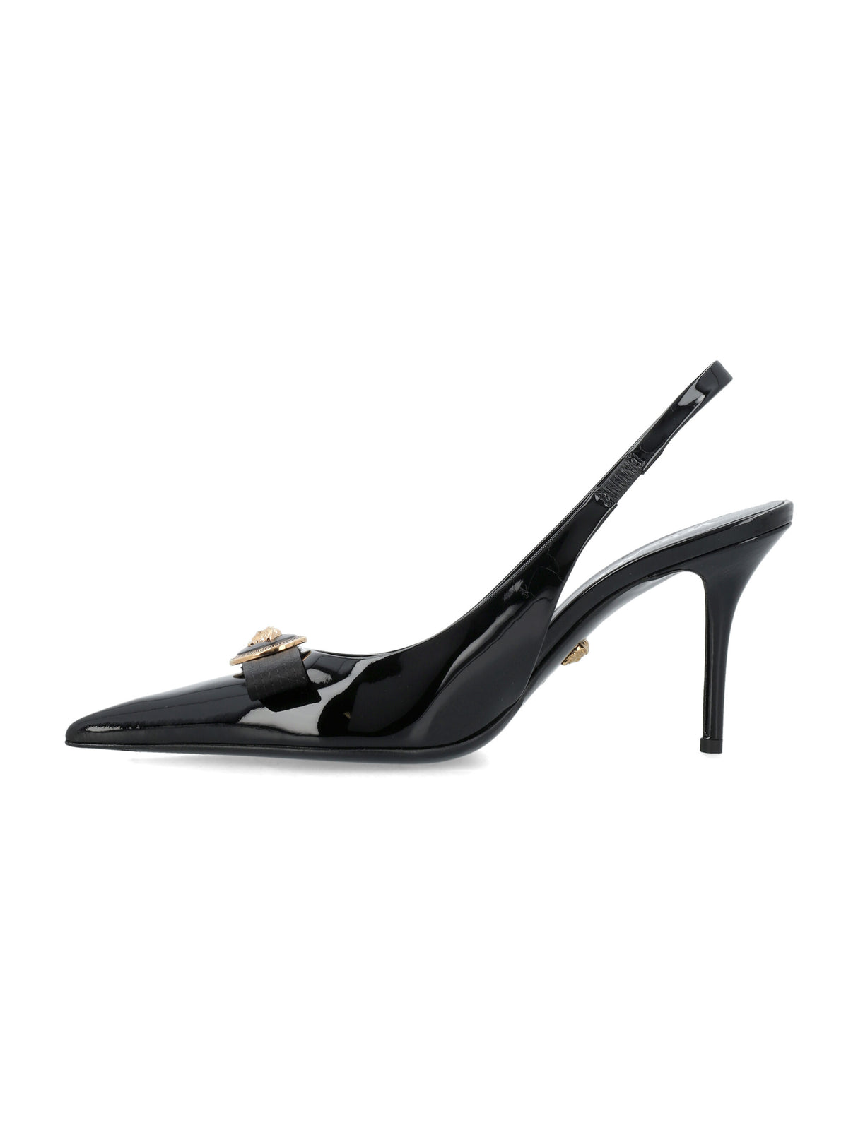 224-Versace折帶中踝泵鞋 - 黑色