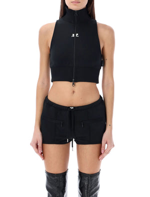 COURREGÈS Sleek and Sporty: Women's Black Sleeveless Vest for SS24