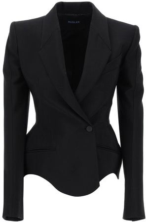 Structured Black Viscose and Wool Jacket - SS24 Collection