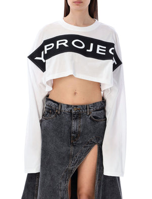 Y/PROJECT Logo Band Crop Top for Women in White