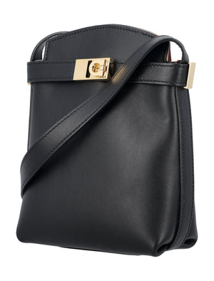 FERRAGAMO Leather Two-Tone Phone Case with Adjustable Shoulder Strap