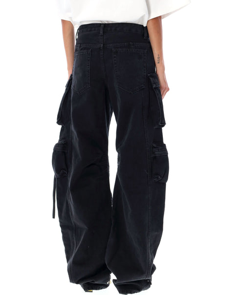 THE ATTICO Stained Black Camouflage Long Pants for Women