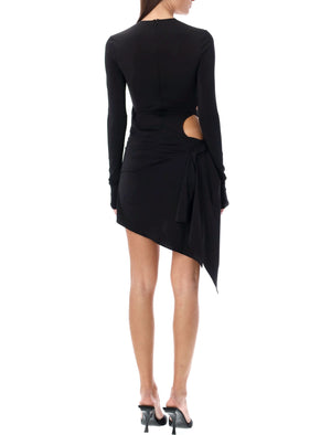 فستان قصير أسود مع قَص القطعة للنساء - مجموعة SS24