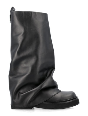 Women's Combat Robin Boots with Square Toe and Metal Logo Detail