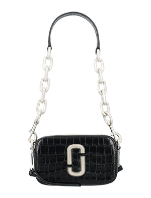 Croc-Embossed Snapshot Leather Handbag for Women