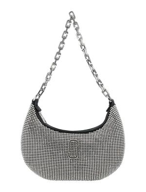 MARC JACOBS Rhinestone Studded Mini Curve Handbag with Chain Strap and Logo Detailing