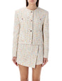 MSGM White Multicolor Tweed Cropped Jacket for Women - SS24