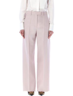 Nemo Rose Wool and Silk High Waist Wide-Leg Trousers for Women