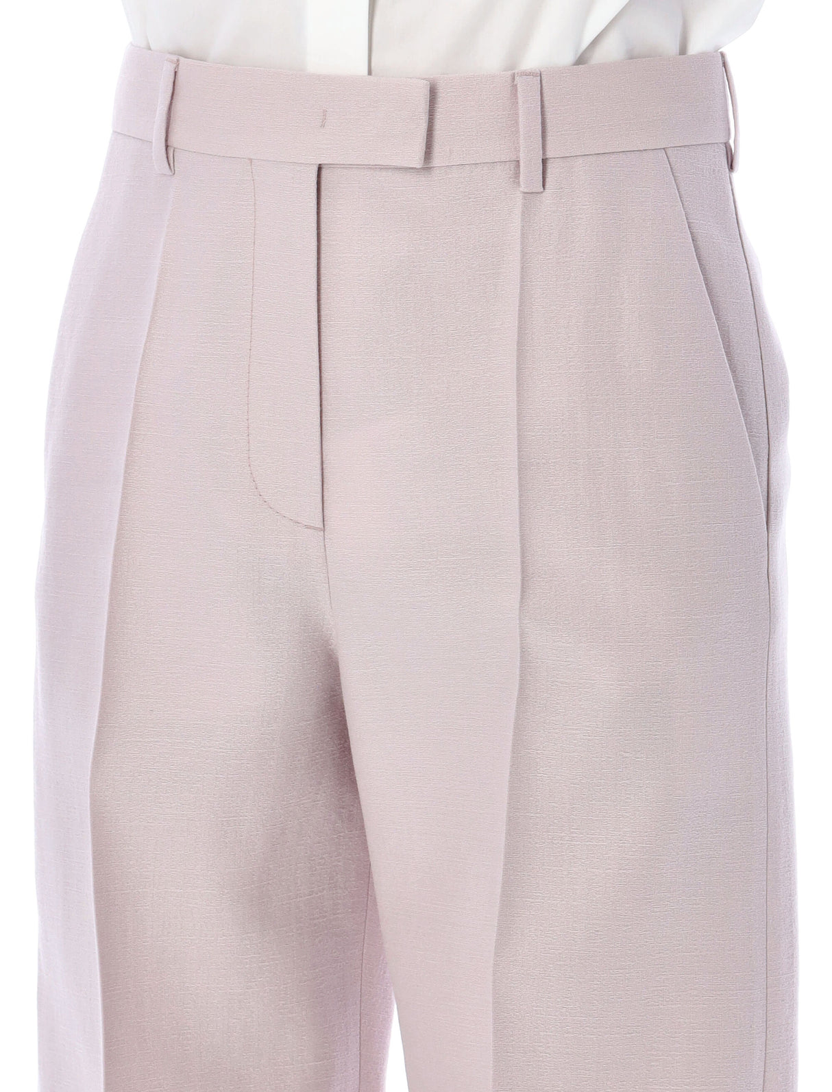 Nemo Rose Wool and Silk High Waist Wide-Leg Trousers for Women