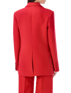 VALENTINO GARAVANI Double-Breasted Wool and Silk Blend Blazer in Red for Women