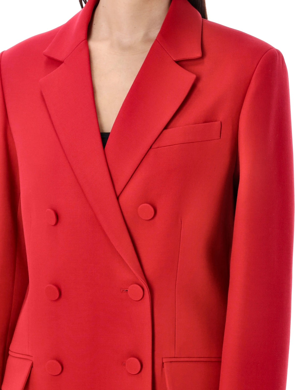 VALENTINO GARAVANI Double-Breasted Wool and Silk Blend Blazer in Red for Women