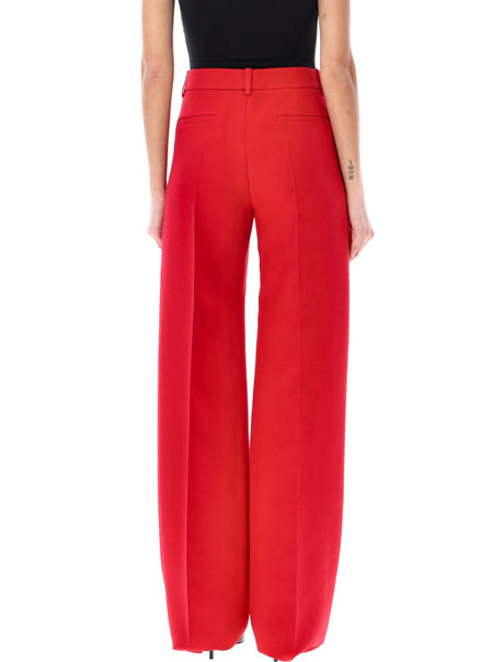 VALENTINO GARAVANI Red Wool and Silk Blend Trousers for Women - SS24 Collection