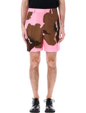 VALENTINO GARAVANI Floral Print Bermuda Shorts for Men in Bubble/Clay