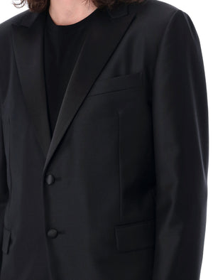 VALENTINO GARAVANI Men's Black Single Breasted Peaked Lapel Smoking Suit for SS24