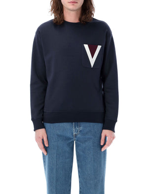 Navy Crewneck Sweatshirt for Men - SS24 Collection by Valentino Garavani