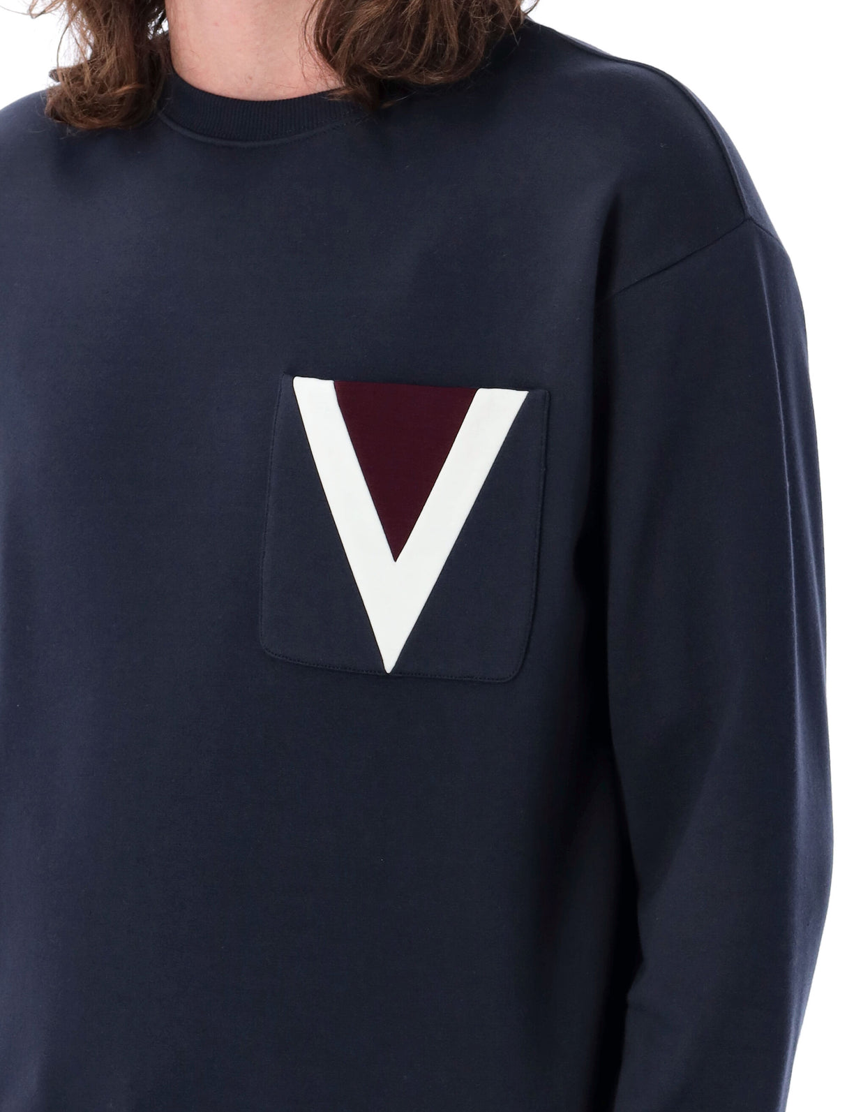 男性用ネイビークルーネックスウェットシャツ - バレンチノ・ガラバーニのSS24コレクション