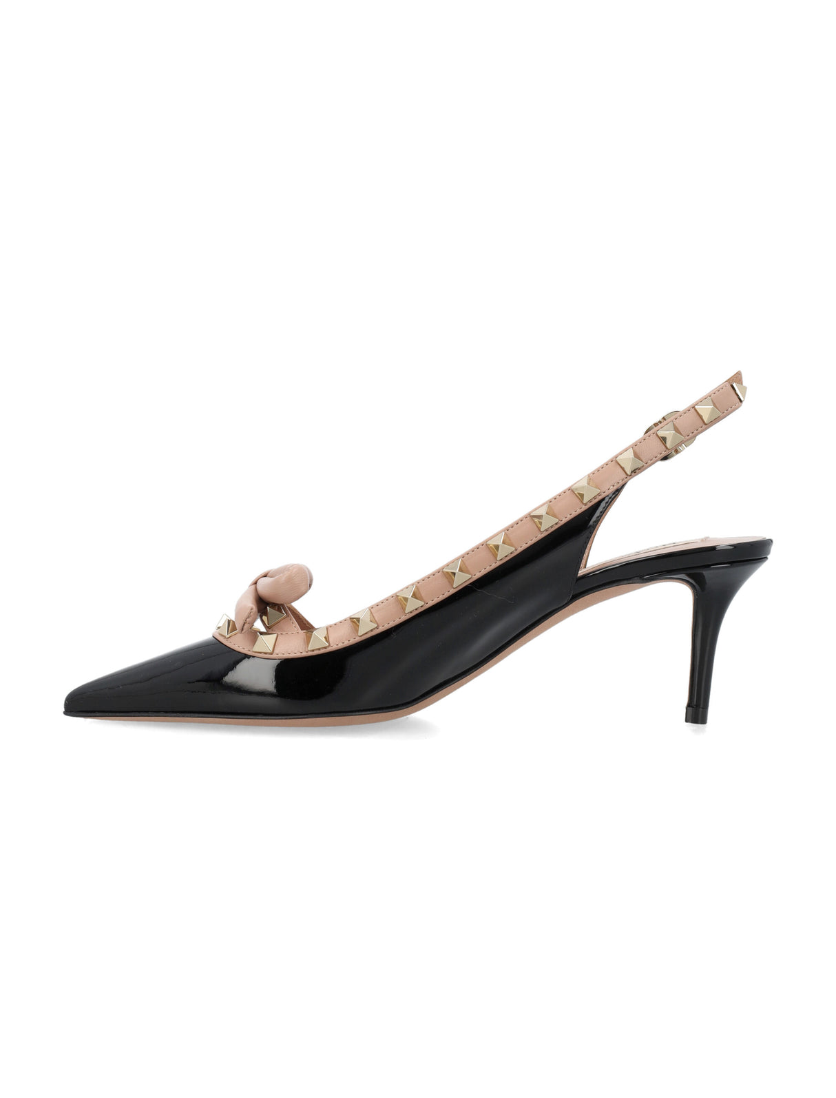 VALENTINO GARAVANI Black/Rose/Cannelle Rockstud Bow Slingback Pump